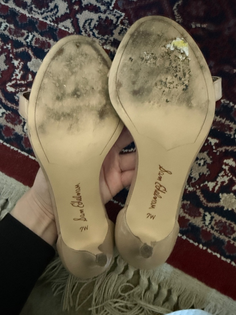 Sam Edelman Beige Tan Ankle-Strap Heeled Sandals size 7.5 Wide - Picture 3 of 6